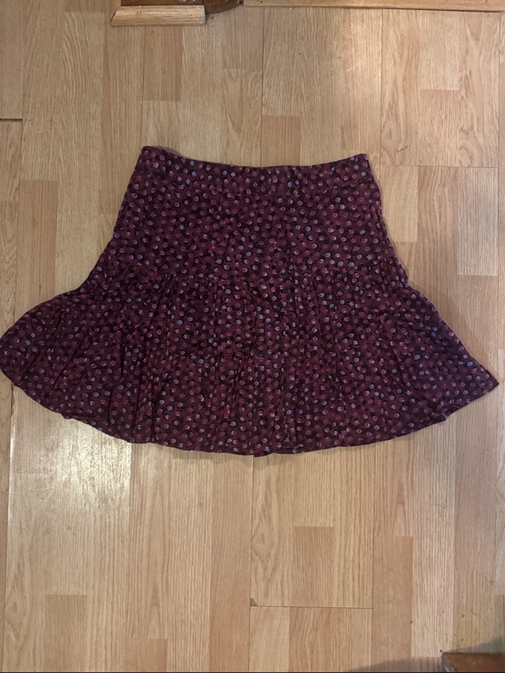LOFT Berry Floral Tiered Mini Skirt
